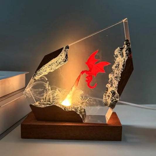 Handmade plastic dragon night light with USB port