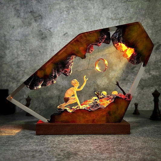 Epoxy resin night light in the shape of Gollum's Ring of Power.
