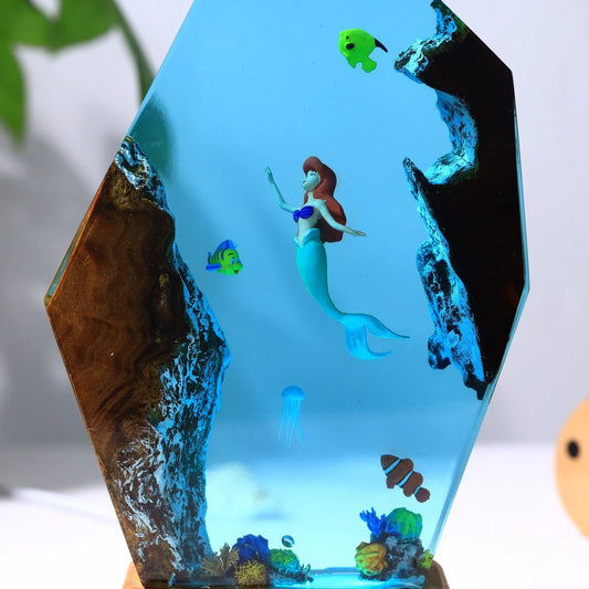 New mermaid-shaped epoxy resin night light set