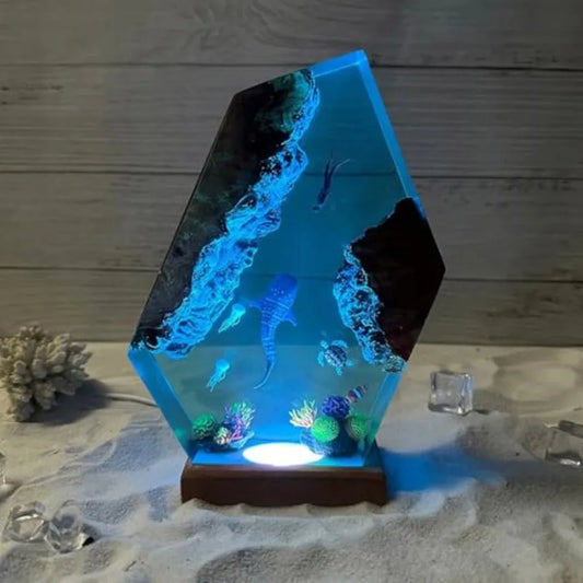Ocean Creative Handmade Reindeer-shaped Epoxy Wood LED Night Light in Multiple Colors