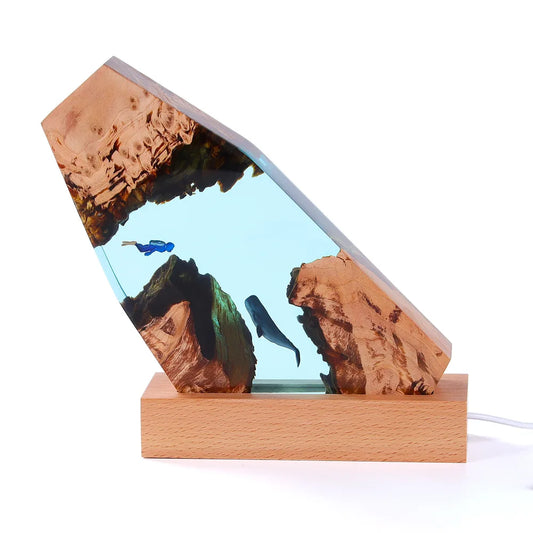 DeepSea Large Epoxy Resin Diving Shark LED Night Light