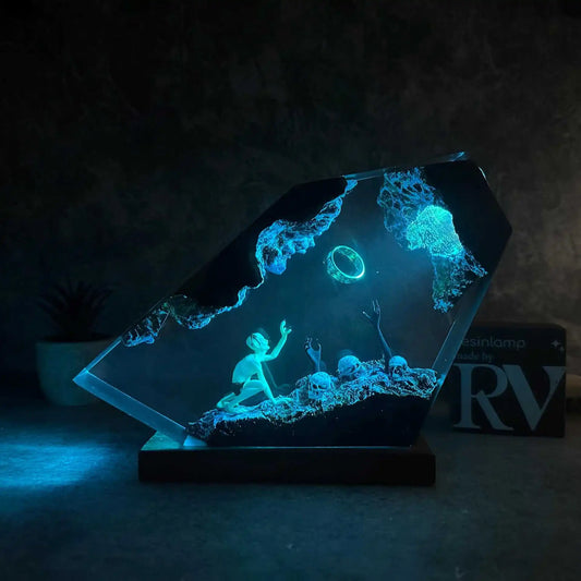 Epoxy resin night light in the shape of Gollum's Ring of Power.