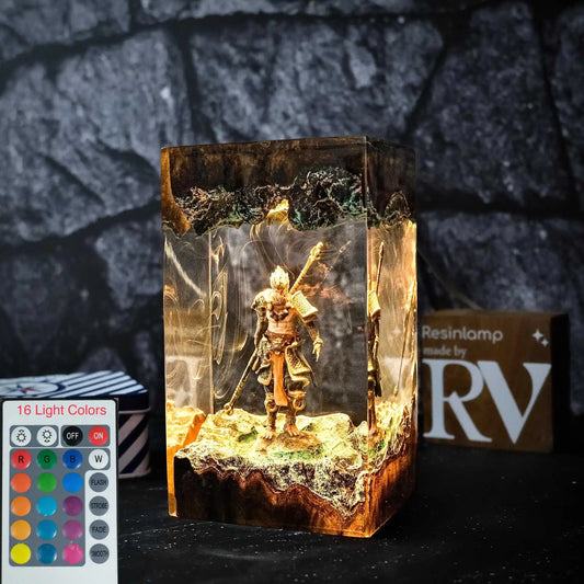 Handmade epoxy resin Monkey King night lamp
