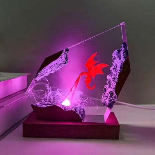 Handmade plastic dragon night light with USB port